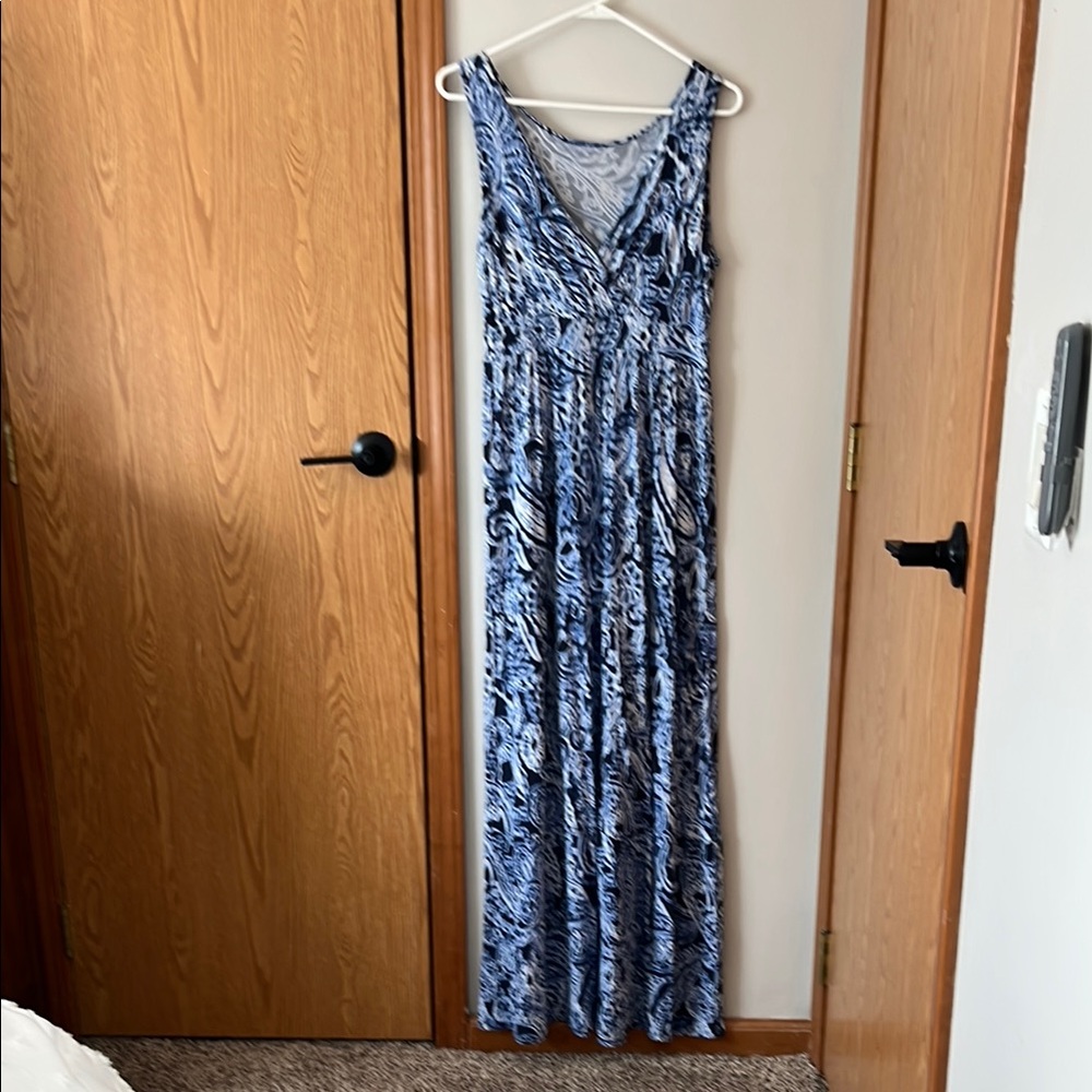 St. John's Bay Blue Patterned Maxi Dress